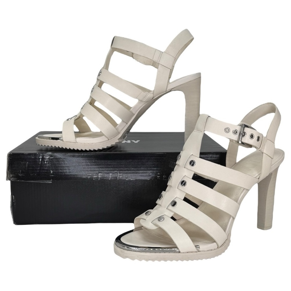 DKNY Bria Cream Leather Strappy Womens Heels Size 11M - Picture 14 of 14